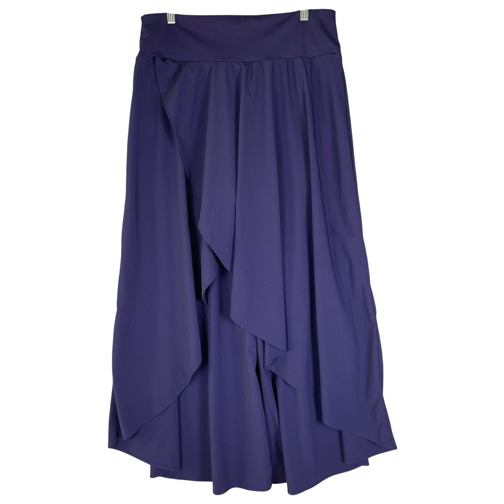 Halara 2-in-1 Maxi Skirt Women XL Purple Excellent Hi-Low Ruffle High Waisted